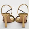 Dress Shoes TRAF Heeled Sequin Sandals Women Gold Squared toe Sandal Luxury Party Woman Comfort Slingback High Heels 202L230301