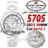 EAST bv5705 Unisex Mens Womens Watch 38mm Cal.12.1 Automatic Super Ceramic Case White Dial Diamond Markers Ceramic Bracelet Super Edition eternity Couple Watches