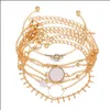 Car DVR Link Chain 6pcs модные кристаллические наборы браслетов для женщин золотые чары ручные ручные складывание