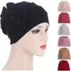 Bonnets Bonnet/Crâne Caps Côté Applique Rosette Mode Femmes Musulmanes Doux Turban Couleur Unie Perte De Cheveux Chimio Bonnet Africain Chapeau Chapeaux Oli