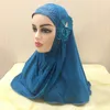 Vêtements ethniques Mode Fleurs Filles Musulman Applique Hijab Amira Islamique Femme Écharpe Châle Foulard Chapeau Arabe Head Wraps Cap Malaisie