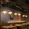 Kolye lambaları Amerikan Vintage Endüstriyel Antler Lights LED E27 Halat Asma Lamba Restoran Pot Mağazası Bar Loft Mutfak