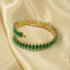 Bangle Rakol Gorgeous Cubic Zirconia rostfritt stål Öppen justerbar armband Vattentät lyx Bling Stylish Charm smycken