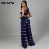 Dames Tweede stuk broek CMYAYA Zomer Tie Dye Dames ingesteld voor elegant strand onregelmatige crop tops breedbeen rechte broek matching Twee 2 -delige set 230228