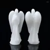 Decorative Figurines 1PC Natural White Marble Carving Angel Crystal Polished Jade Healing Ornaments Figurine Crafts Christmas DIY Gifts