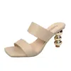 Tofflor 2023 Summer Fashion Electropating Heel Sandals High Heels Women's Ladies Shoes Shaped Gourd Large Size