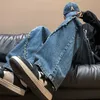 Men's Jeans Baggy Jeans Trousers Plus Size 8XLM Male Patchwork Burrs Denim Pants Men's Oversize Streetwear Hip Hop Drawstring Jeans Z0301