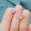 Studörhängen Huitan Dainty Love with Cubic Zirconia Stone Fashion Jewelry for Women Luxury Wedding Engagement Ear Accessories