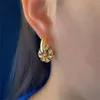 Boucles d'oreilles cerceau coloré cristal perle ronde en acier inoxydable pour les femmes doré géométrique Huggie cercle 2023 bijoux à la mode