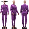 Women Dwuczęściowe spodnie cmyaya sport jasny solidne damskie kurtka na tor i spodnie Suit Active Sweatsuit Dwuczęściowy zestaw fitness 230228