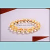 car dvr Beaded Strands Wholesale Fashion Natural Jewelry Citrine 10Mm Round Beads Semi Precious Stone Crystal Chunky Red Bracelets Bangles Dhyfg