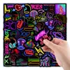 Cartoon Neon Light Graffiti Stickers Car Guitar Motorcycle Luggage Suitcase DIY Classic Toy Decal Sticker for Kid free DHL