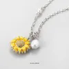 collana del pendente del cerchio gioielli di moda pendan di cristallo latte materno gioielli collane designer girasole perla d'acqua dolce catena della clavicola catena della clavicola 02