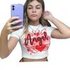 女性のTシャツヒジレント夏の新しいTシャツトップ印刷と染色丸いネックプルオーバーショートスリーブ