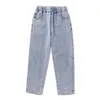 Jeans Crianças para meninas soltas jeans da cintura elástica infantil menina casual Roupas de outono 6 8 10 12 14