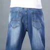 Herr jeans 6 färger vår sommaren mäns tunna rak ben lösa jeans klassisk stil avancerade stretch baggy byxor man plus storlek 40 42 44 230301