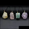 car dvr Pendant Necklaces Gold Wire Wrap Healing Reiki Stone Women Jade Crystal Semiprecious Gem Necklace Energy Jewelry Drop Delivery Pendan Dhvn7