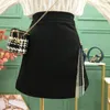 Skirts Streetwear Chain Tassel Skirts Women Summer High Waist Split Mini Skirts Vintage White Black Skirt jupe Femme Faldas 230301