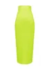 Women Candy Color Sexy Neon Green Pink Orange Yellow Midi Knee Length Bandage Skirt Designer Pencil Faldas 78cm 230301