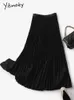 Skirts Yitimoky Long Pleated Skirts for Women Spring Fall Chic Elastic Band Fashion A Line Elegant Office Ladies Luxury Midi Skirt 230301