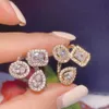 Cluster Rings Fashion Show Élégant Brillant Cubique Zircone Rond Carré Doigt Bijoux Femmes Filles Blanc Couleurs Rempli Bague De Mariage J1938 G230228