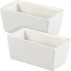 Bowls 2pcs Ceramic Sugar Flat Bottom Rectangular Jars Containers Seasoning Pot For Cafe Kitchen Supplies
