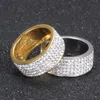 Cluster -Ringe Hip Hop Voller Strassbling -Out Herren Ring Gold Farbe Titan aus Edelstahl für Männer Frauen Mode Schmuckcluster Clustercl