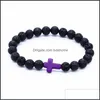 CAR DVR BEADED STRANDS Natural Lava Bead Armband Cross Men and Women Essential Oil Diffusion Yoga smycken Drop Leverans Armband Dh32p