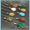 car dvr Pendant Necklaces Reiki Healing Jewelry Water Drop Natural Stone Necklace Quartz Lapis Opal Pink Crystal Pyramid Amethyst Women Deli Dh3Oe