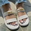 Tofflor kvinnor lägenheter kedja rom skor 2023 sommar sandaler plattform kausal damer strand slingback glides mujer zapatosslippers