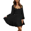 Casual Dresses Women's Fluce Long Sleeve Wedding Ruffle Mesh Dinner Short Women Chiffon Maxi For Dress Summer