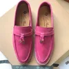 Realfine Chaussures habillées 5A LoroPiana 9227 Summer On The GO Charms Walk Mocassins Chaussure en daim pour femme Taille 34-42