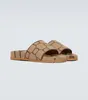 lux designer CANVAS SLIDE slippers MAXI CANVAS WOOL BLEND sandals with box and dust bags size euro 35-46