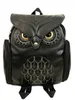 Faux Leather Owl Embrodery ryggsäck för kvinnor skola axelväska 230223