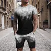 Survêtements pour hommes Sexy Set Urban Summer Mens Sets 2023 Deux pièces Casual T-shirts à manches courtes Tenues Homme Streetwear Colorful Splash Ink Imprimé 230228