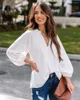 Blusas de mujer elegante satén manga larga mujer 2023 camisa de seda Vintage Casual suelta cuello en V camisas femeninas Tops