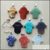 voiture dvr Charms Sculpté Main Paume Assortiment Pierre Naturelle Cristal Pendentifs Pour Collier Accessoires Fabrication de Bijoux Drop Delivery Résultats Compon Dhuyk