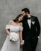 Sexy Romantic Bohemian Plus Size Mermaid Wedding Dresses Off Shoulder Sequined Backless Sweep Train Beach Boho Bridal Gowns Custom Made