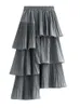Röcke LANMREM Asymmetrischer Plissee-Kuchenrock für Damen, vielseitig, mittlere und lange Rüschen, unregelmäßige Röcke, Damenmode, 2R1140 230301