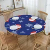 Table Cloth Round Oilproof Christmas Decoration Cover Fitted Border Pattern Backing Edge Tablecloth For Picnic