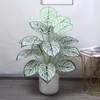 Flores decorativas 70cm 18 Leaves Plantas verdes artificiais Simulação tropical Palm Tree Plastic Banana Fake Branch El Home Decoração