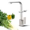 Kitchen Faucets 360 Degree Rotatable Water Faucet Bathroom Basin Deck Mounted Sink Tap Square And Cold Mixer