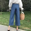 Women's Jeans Trousers Spring Korean Fashion Woman High Waist Vintage Blue All-match Casual Cotton Denim Ladies Wide Leg Pants Plus SizeWome