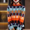 Damenpullover BELIARST100 % Merinowolle Damenbekleidung Pullover Mode Schachbrett Plaid Top Strick Rollkragenpullover Herbst Winter 230301