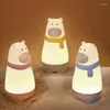 Nachtlichten schattig baby licht mini -ogen nijlpaard usb dimmen laadlamp creatief cadeau kinderdag kinderen vriendin bed deco