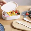 Ужинать наборы посуды A63i в японском стиле двойной привязки Bento Box Box Grain Lunch Lunch Sware с посудой может быть микроволновкой для микроволновки