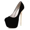 Chaussures habillées Drop Sexy Pumps Wedding Women Fetish Concise Woman Latform Très Haut Talon Stripper Flock 16 Cm Size