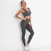 Set attivi 2023 di alta qualità blu sexy palestra abbigliamento sportivo donna allenamento yoga set reggiseno sportivo skinny pantaloni elasticizzati in vita leggings da donna