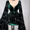Festklänningar glitter underbar sexig prom axel med paljetter långt tåg kort mini längd kvinnor cocktail klänningar plus storlek
