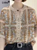 Elegant Fashion Rivet Casual Printing Diamonds Pullovers Summer Short Sleeve Loose Temperament Shirt TShirt 230301